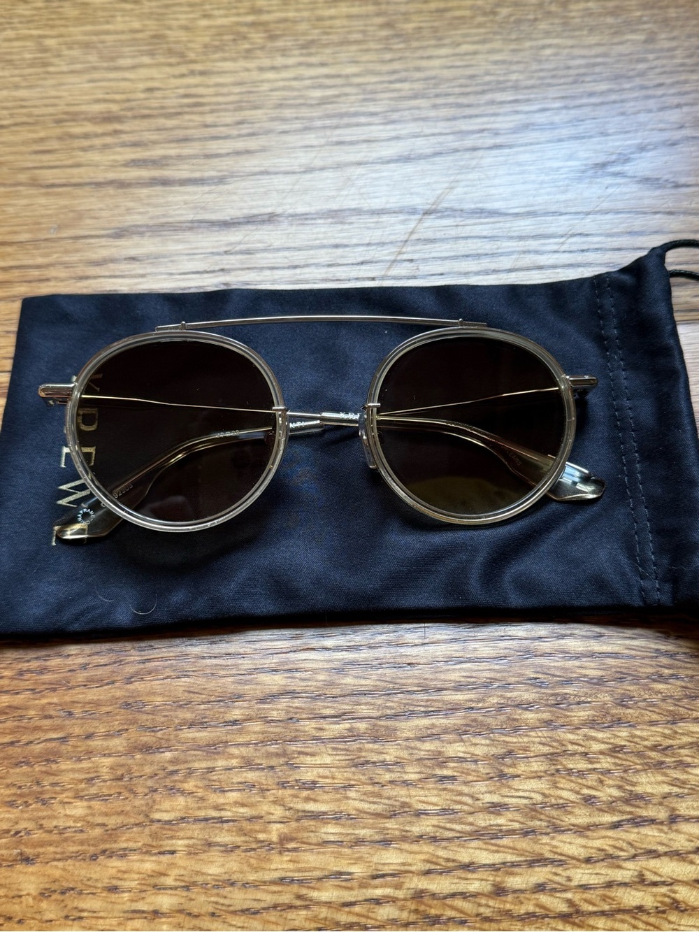 Krewe Conti Haze 12k Round Unisex Sunglasses Gold Green